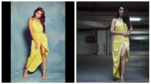 Surbhi Jyoti Vs Genelia Deshmukh: Which Diva Donned The Yellow Satin Front Knotted Slit Dress Better?