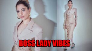 Tamannaah Bhatia gives boss lady vibes in beige bodycon dress, fans feel the heat
