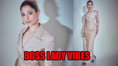 Tamannaah Bhatia gives boss lady vibes in beige bodycon dress, fans feel the heat