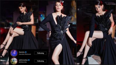 Too Hot To Handle: Kajal Aggarwal mesmerizes one and all with her ‘dark and sensuous’ black embellished slit gown avatar, Monalisa and Hansika Motwani love it