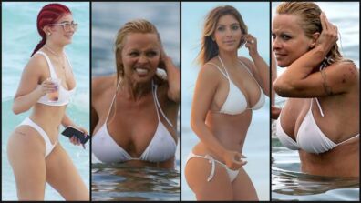 Too Hot To Handle: Kim Kardashian, Kylie Jenner and Pamela Anderson give serious beach body goals in sensuous white bikini, check ASAP