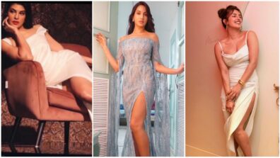 Uff Garmi: Jacqueline Fernandez, Nora Fatehi & Priyanka Chopra look dope in thundering thigh-high slit ensembles