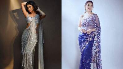 Ultimate Desi Queen Challenge: Mouni Roy Vs Madhuri Dixit: The hottest beauty in desi shimmery transparent saree? (Fan Battle)