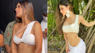 Unlimited Hotness: Nia Sharma and Mouni Roy’s super hot white bralette outfits are here to make you feel the heat