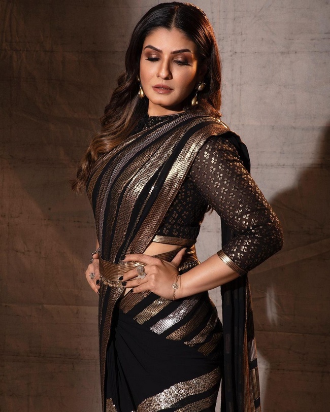 Vision To Behold! Raveena Tandon Dazzled In A Black Saree; See Pics Here - 0