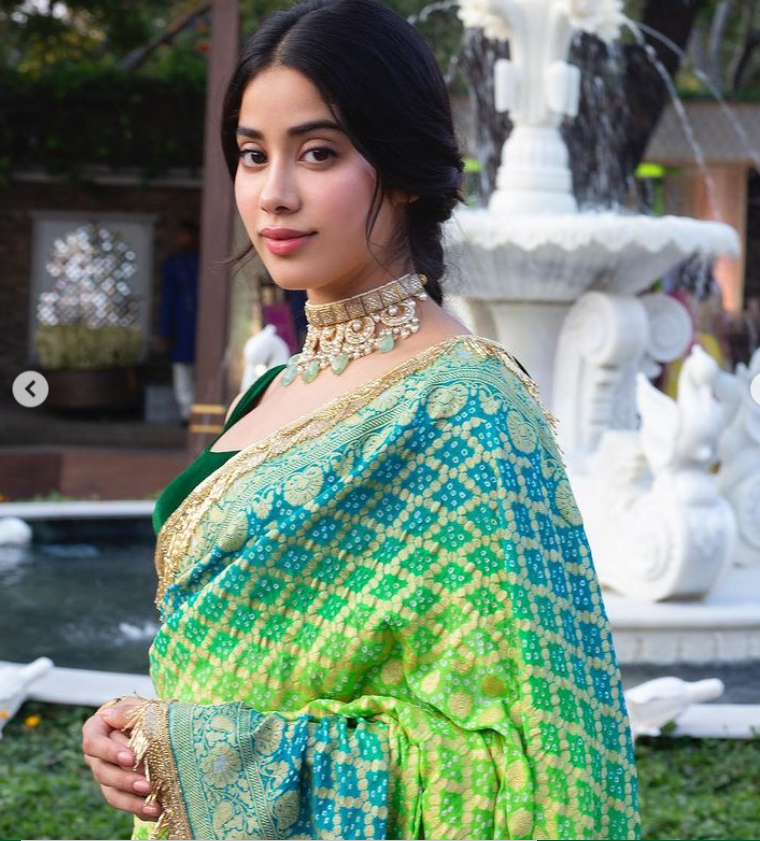 What A Beauty! Janhvi Kapoor’s Green Saree With Matching Velvet Blouse Is All That We Need For Our Occasions - 0