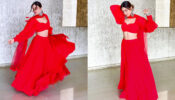 What A Beauty: Shraddha Arya looks gorgeous in red ethnic blouse and lehenga, does a gorgeous spin to mesmerize fans