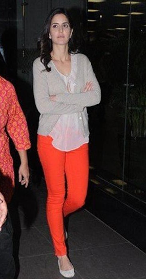 What A Look! Katrina Kaif’s Orange Pastel Pant With White Top & Shrug Is All You Need On Your Friends Gathering, Take Cues - 0