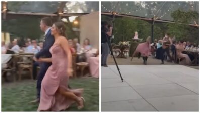 A Bride & Groom Falls Miserably While Entering The Grand Wedding By Pulling Off Some Cool Dance Moves, Watch The Video To Tickle Your Funny Bones