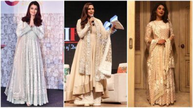 Aishwarya Rai, Neha Dhupia, Priyanka Chopra and Manish Malhotra white floral outfits, a quintessential visual delight