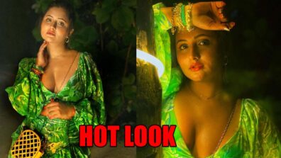 Bold and beautiful: Rashami Desai’s latest deep neck short green outfit look will leave you grasping for breath