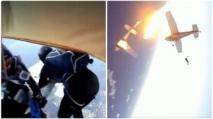 Caught On Camera: Pilots And Passengers Jump From The Plane For Own Safety As Two Skydiving Planes Collide In Air