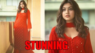 Desi Girl: Reem Shaikh looks simply stunning in red kurta and palazzo set, fans can’t stop praising