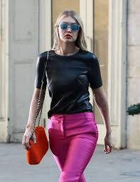 Exquisite Beauty! Gigi Hadid’s Black Tee Paired With Pinkish Pant & Blue Heels Defines Her Fashion Sense, Take Cues - 3