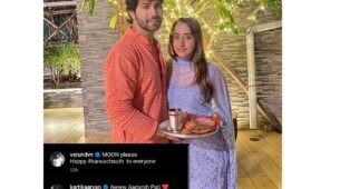 How Romantic: Varun Dhawan shares first ‘Karwa Chauth’ snap with wife Natasha Dalal after marriage, Kartik Aaryan teases saying, ‘adarsh pati’