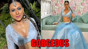 Indian Elsa: Nia Sharma looks gorgeous in blue ethnic deep-neck blouse and lehenga, fans feel the heat