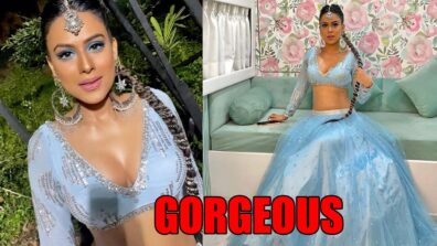 Indian Elsa: Nia Sharma looks gorgeous in blue ethnic deep-neck blouse and lehenga, fans feel the heat