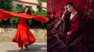 Looking forward to some red traditional wear inspiration this festival season? Take cues from ‘fashion queens’ Surbhi Jyoti and Mouni Roy