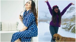 Mom-Daughter Goals: Sonalika Joshi looks resplendent in blue polka-dot dress, Nidhi Bhanushali has a ball of a time in snowfall