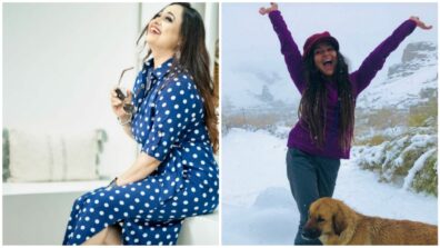 Mom-Daughter Goals: Sonalika Joshi looks resplendent in blue polka-dot dress, Nidhi Bhanushali has a ball of a time in snowfall