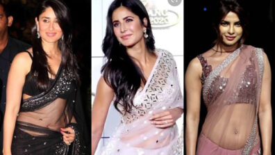 Old Is Gold: Times when Kareena Kapoor, Katrina Kaif and Priyanka Chopra flaunted their curvaceous midriffs in super hot embellished transparent saree designs