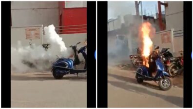 OMG! Watch A Video Of An Electric Scooter Emitting Smoke Before Catching Fire Has Gone Viral