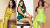 Samantha Ruth Prabhu, Pooja Hegde, Janhvi Kapoor and slit bodycon outfits in different shades of green, a quintessential visual delight
