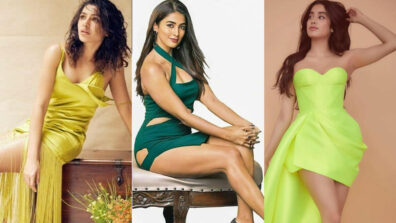 Samantha Ruth Prabhu, Pooja Hegde, Janhvi Kapoor and slit bodycon outfits in different shades of green, a quintessential visual delight