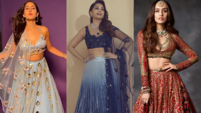 Sara Ali Khan, Madhuri Dixit, Shraddha Kapoor and traditional desi heavy-printed lehengas, a quintessential visual treat