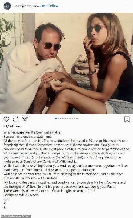 Sarah Jessica Parker Pens A Heartfelt Note For Co-Star Willie Garson; Calls His Death ‘Unbearable’ - 0