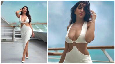 Stunner Nora Fatehi Has Got Us Hooked To Our Screens Slaying In Her White Cut-Out Bodycon Dress, See Here