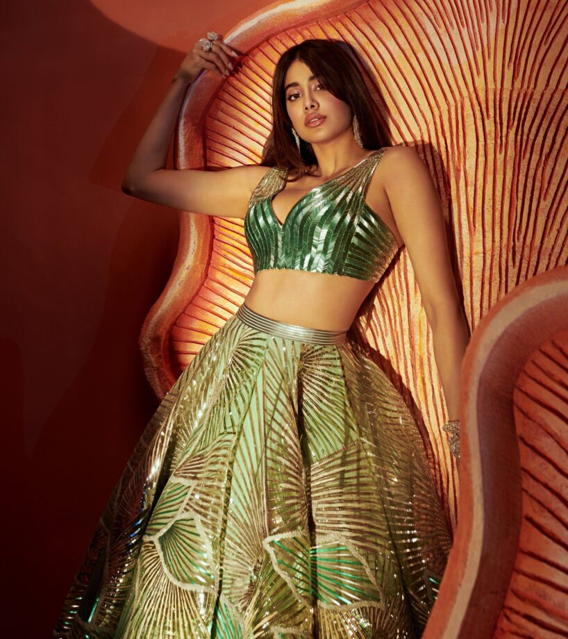 Stunning Photo: The Cost Of Janhvi Kapoor’s Metallic Lehenga In Hues Of Green Will Leave You Shocked; Check Out Here - 1