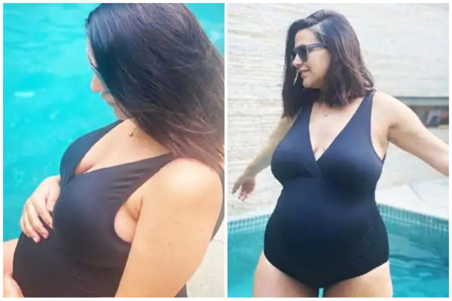 Take A Look At Bollywood Mommies’ Maternity Fashion Goals In Black Swimsuit: From Anushka Sharma To Neha Dhupia - 2