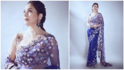 Timeless Beauty Madhuri Dixit Looks Aesthetically Gorgeous In This Rahul Mishra’s Floral Embroidered Saree, Glimpses Here