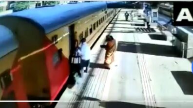 Viral Video: A Woman Falls Down As She Tries To Board A Moving Train In Mumbai, Passengers Come To Her Rescue