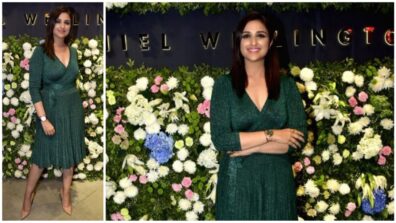 Wow! Steal Parineeti Chopra’s Pretty Emerald Pleated Wrap Dress Co-Ordinated With A Daniel Wellington For A Perfect Fashion Game, Take Cues