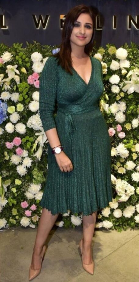 Wow! Steal Parineeti Chopra’s Pretty Emerald Pleated Wrap Dress Co-Ordinated With A Daniel Wellington For A Perfect Fashion Game, Take Cues - 1