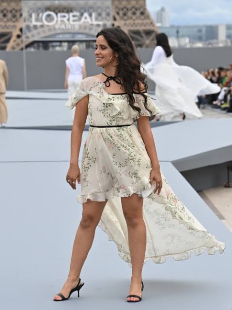 Camila You Beauty!!! Have A Look At Camila Cabello Slaying This Wonderful White Floral Outfit At L’Oreal Fashion Show Paris - 3