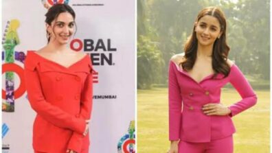 Double Breasted Off-Shoulder Pantsuits Are The New BFF Trend Nowadays! Red Pantsuit Of Kiara Advani Vs Pink Pantsuit Of Alia Bhatt: Which Is Your Pick?