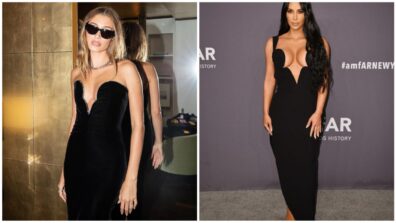 Fashion Face-Off: Kim Kardashian Vs Hailey Bieber: Who Wore The Black Plunging Dress Better?