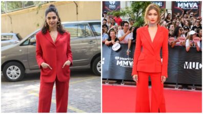 Fashion Faceoff! Deepika Padukone Vs Gigi Hadid: Whose Alike Red Pantsuit Look Would You Like To Steal?