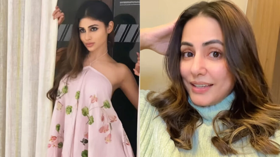 Fashion Faceoff: Mouni Roy’s sensuous pink floral halter neck dress vs Hina Khan’s adorable no-makeup look in turtle-neck sweatshirt 506530