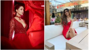 Hina Khan and Mouni Roy raise the heat in spicy red hot deep-neck outfits, fans sweat