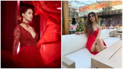 Hina Khan and Mouni Roy raise the heat in spicy red hot deep-neck outfits, fans sweat