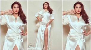 Huma Qureshi Goes Bold In Ivory Silk Thigh High Slit Dress: Check Out