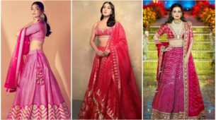 In love with Anita Dongre desi lehengas? Get your daily dose of vogue cues from Athiya Shetty, Sara Ali Khan, and Dia Mirza