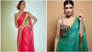 In love with designer Manish Malhotra’s neon green saree hues? Take vogue cues from hotties, Malaika Arora and Shanaya Kapoor