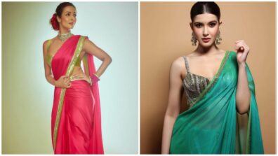 In love with designer Manish Malhotra’s neon green saree hues? Take vogue cues from hotties, Malaika Arora and Shanaya Kapoor