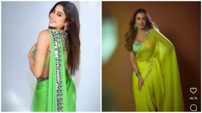 In love with neon green sarees with a plunging neckline? Take vogue cues from our hot babes, Janhvi Kapoor and Malaika Arora