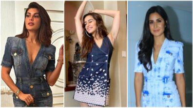 Jacqueline Fernandez, Shraddha Kapoor and Katrina Kaif look a class apart in V-neck denim midi outfits, see hot pics